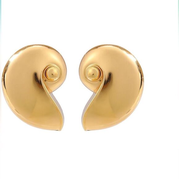 Zara Snail Gold Statement Earrings - Picture 7 of 14